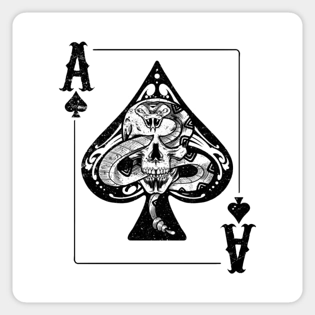 Skull and Snake Ace of Spades Poker fan gift Sticker by Juandamurai